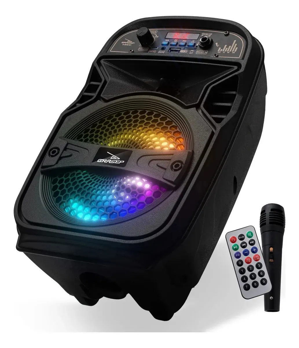 Caixa de Som Bluetooth Grasep D-BH6101 2.1 Canais Preto Com Rádio e LED