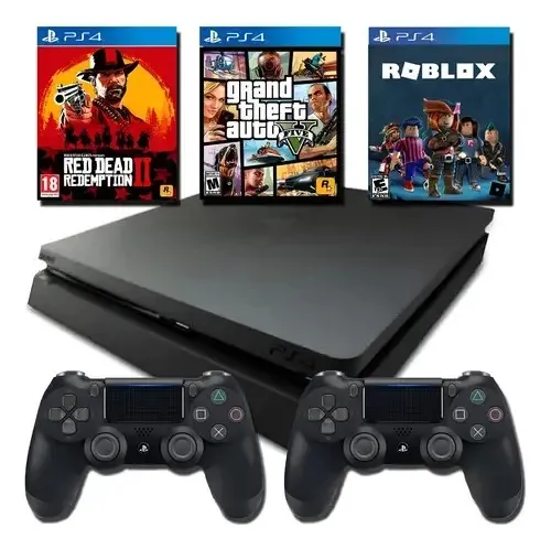 Sony Playstation 4 Ps4 Slim 500gb +2 Controles + Jogo
