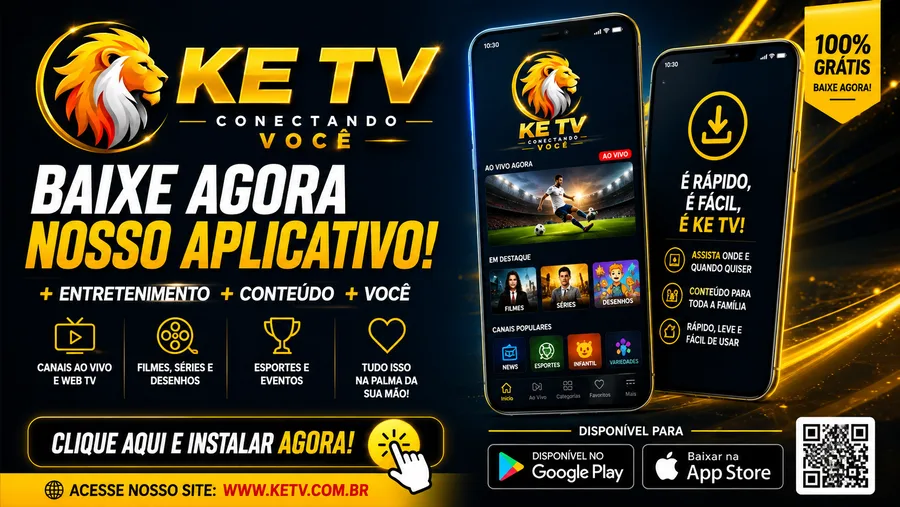 Instale agora o aplicativo KE TV — disponível para Android e iPhone