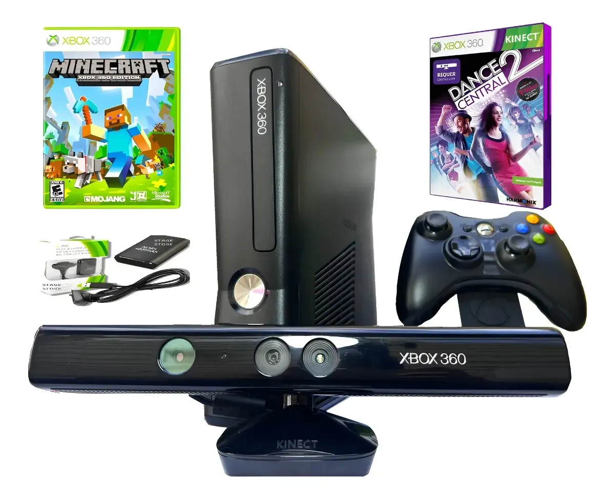Xbox 360 Slim Original Com Kinect 4gb Acessórios Completo Escolha Seu Jogo