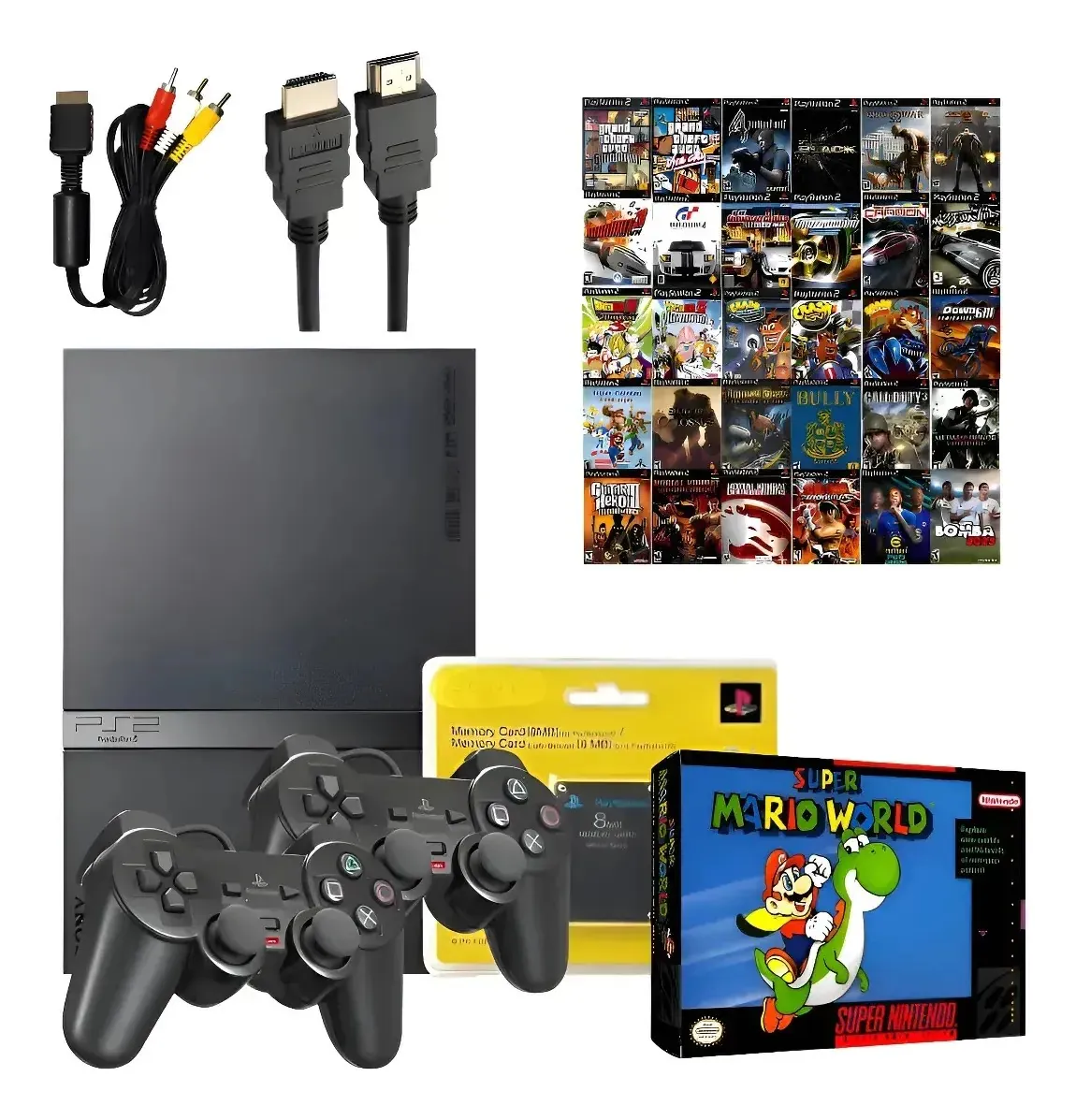 Console Sony Ps2 Playstation 2 +2 Controles 30 Jogos Brinde