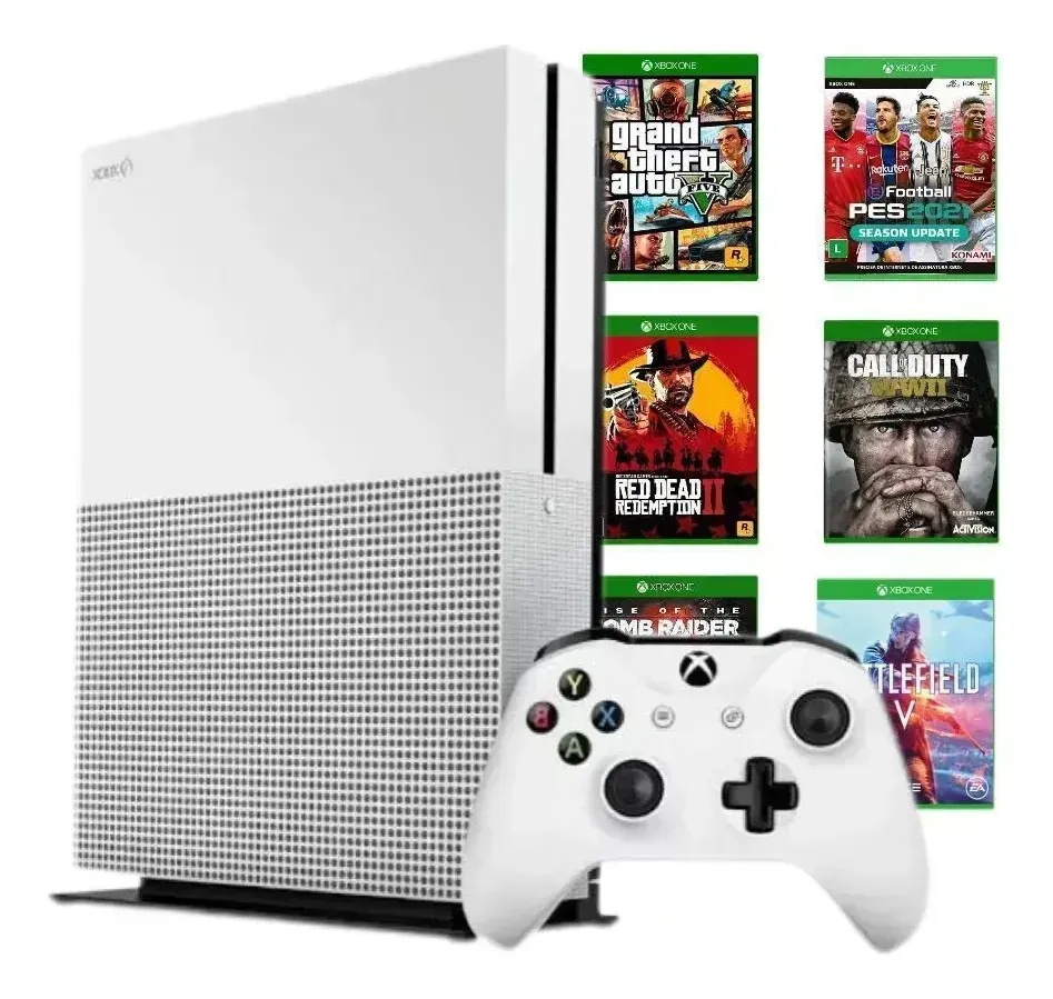 Microsoft Xbox One S 500 Gb 1 Controle + 3 Jogos (Recondicionado)